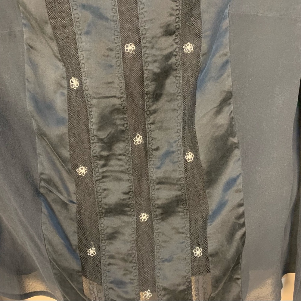 VTG The Limited 100% Silk Puff Sleeve Lace Daisy Sheer Panels Blouse - Picture 7 of 12